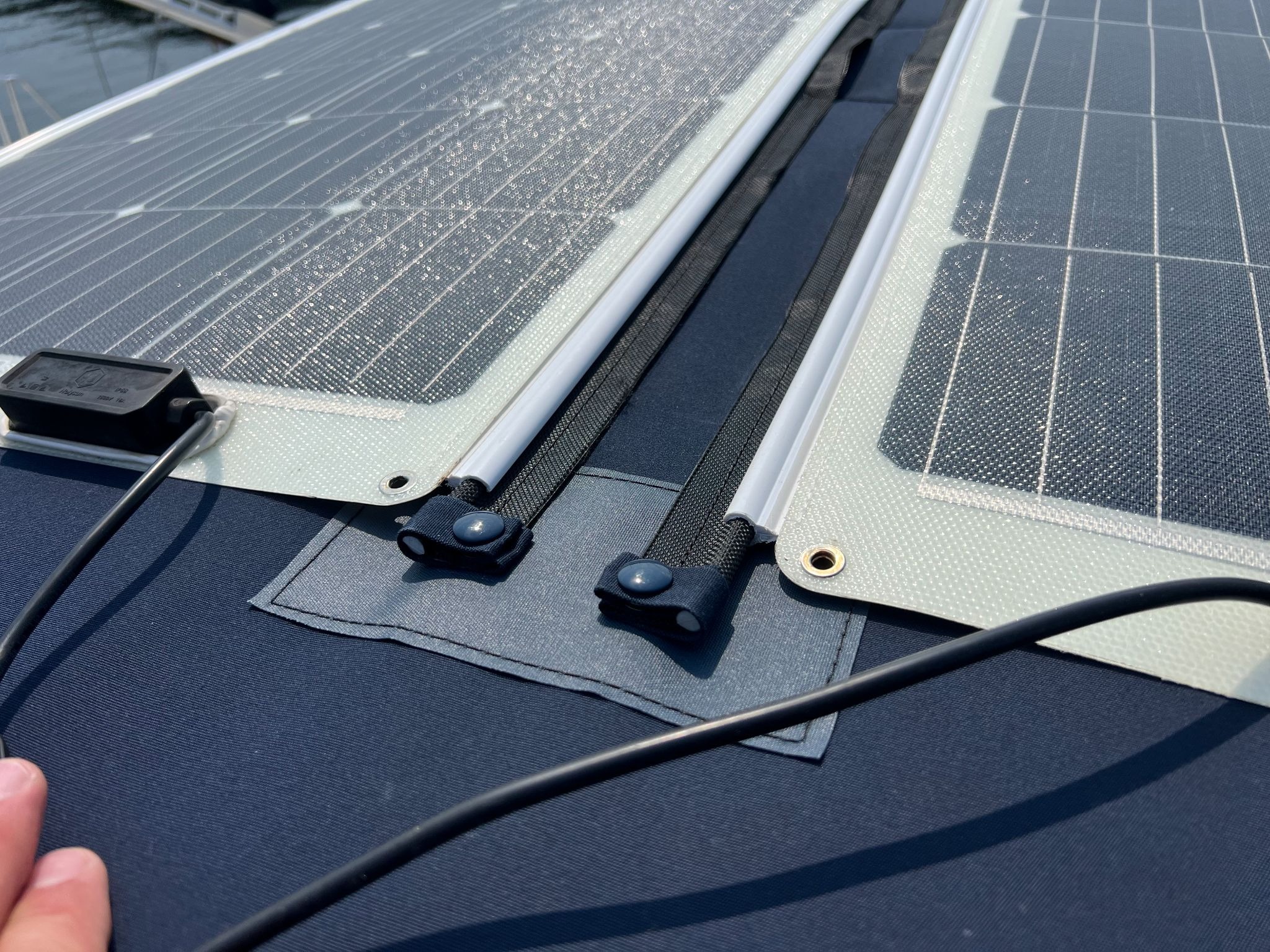 Keder System with Solar Panel 4 Image of keder connecting to solar panel
